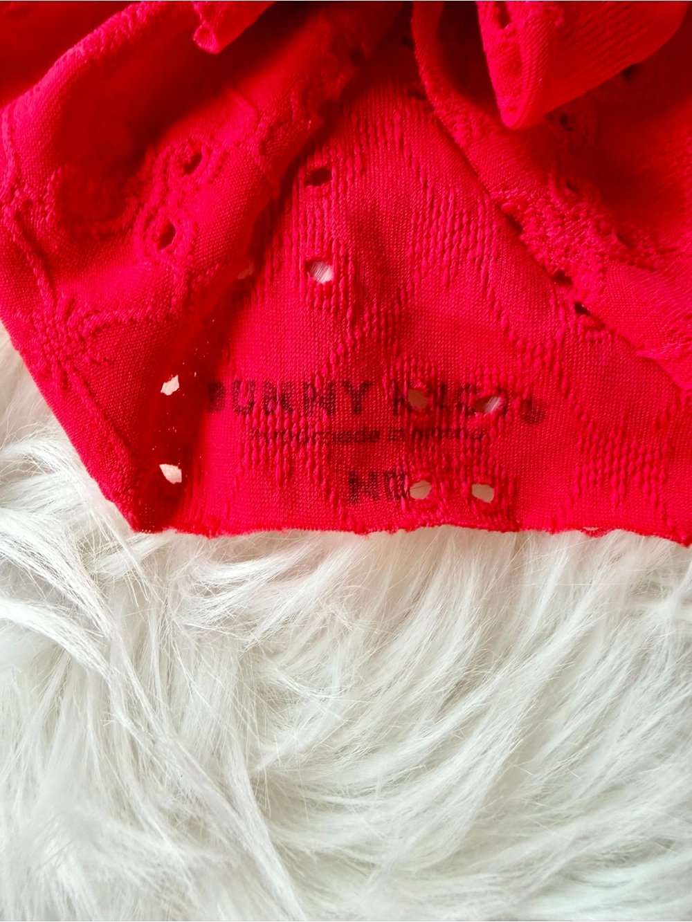 Bunny Knots Hot Rod Red Eyelet Headwrap with Knotted Bow - Picture 2 of 3